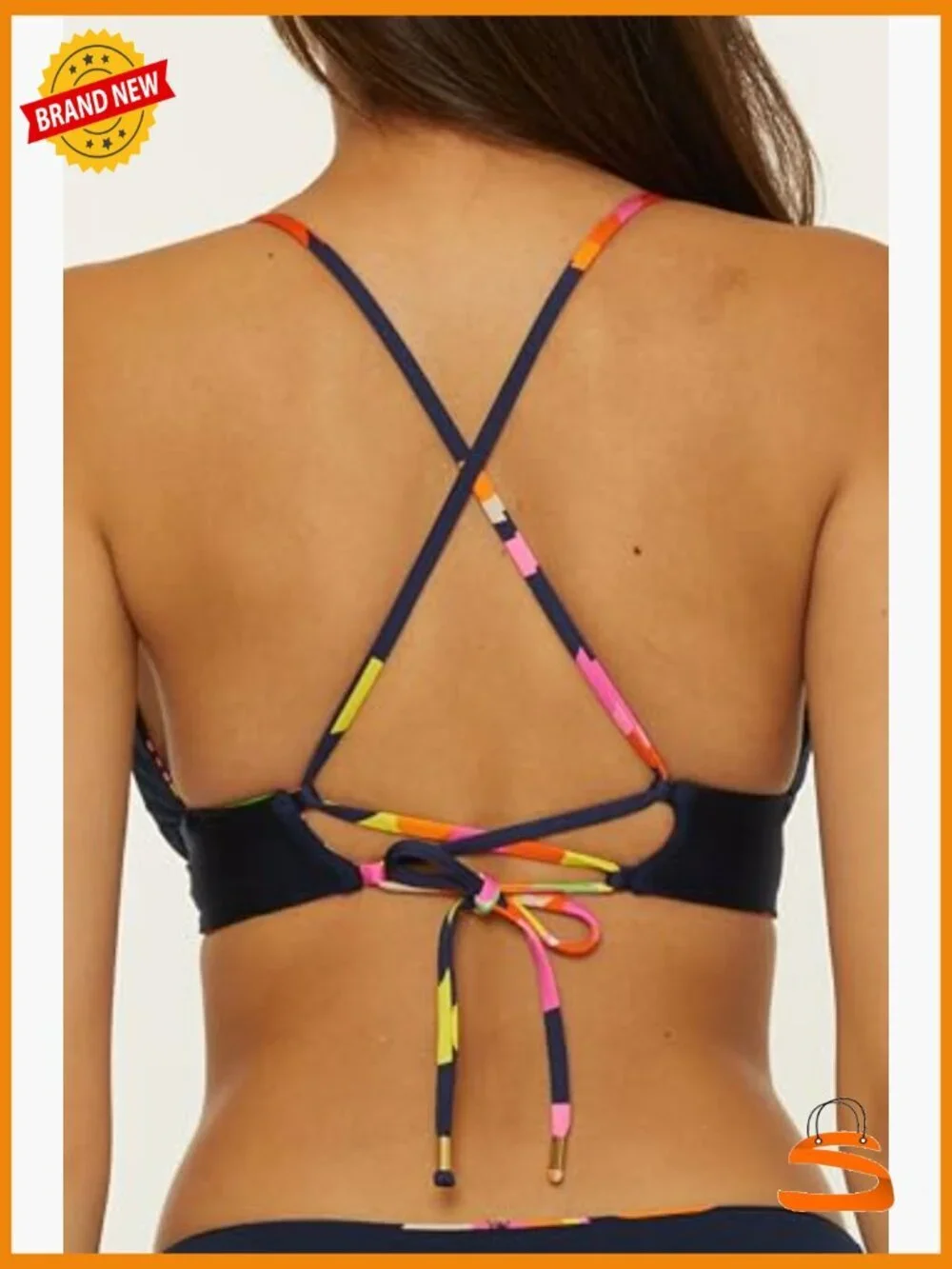 Size 6 Halter Bikini Top, Adjustable Ties, Reversible, Nylon Spandex